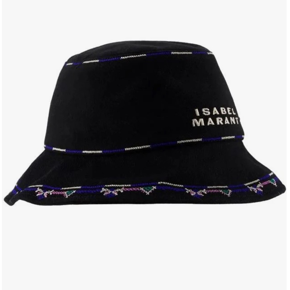 Isabel Marant Helena Embroidery Logo Bucket Hat Black
